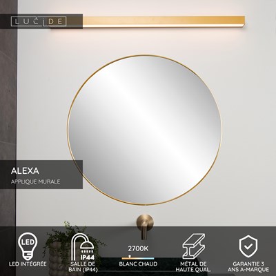 Lucide ALEXA - Applique murale Salle de bains - LED - 1x13W 2700K - IP44 - Or Mat / Laiton